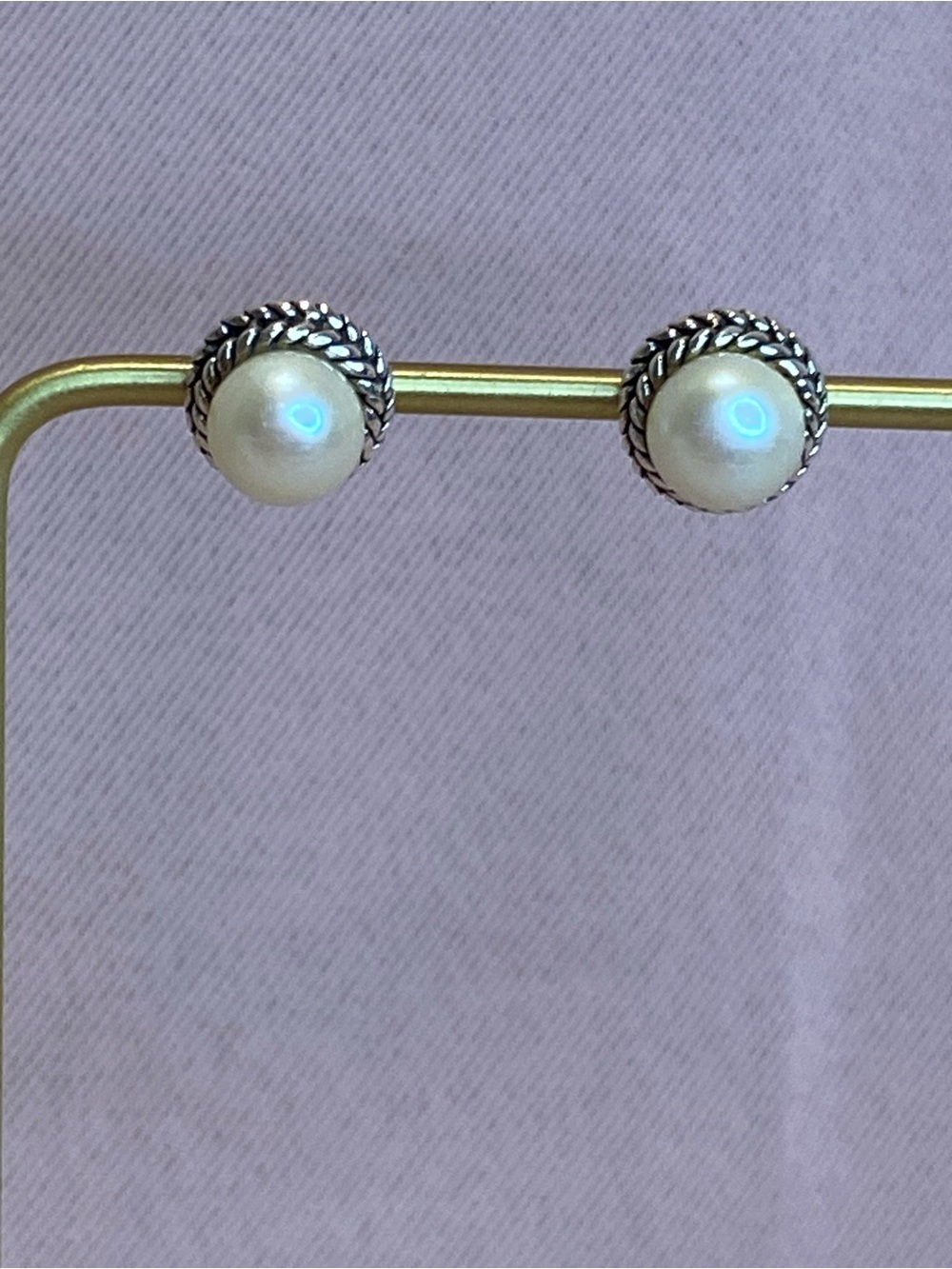 Sterling Silver Pearl Stud Earrings